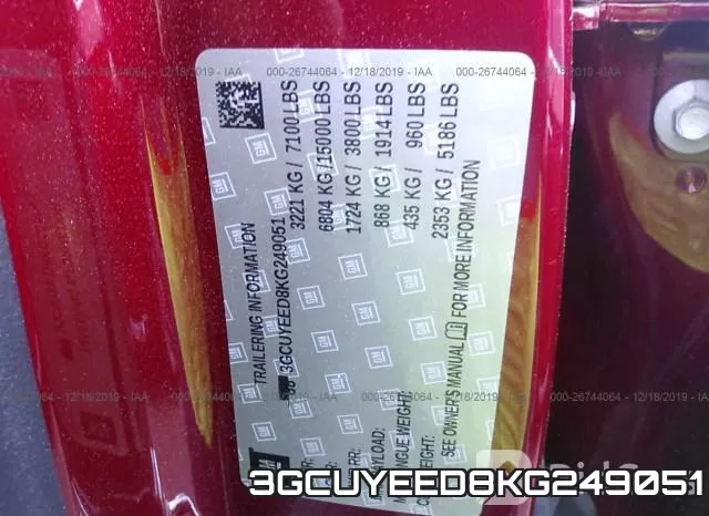 3GCUYEED8KG249051 фото 10