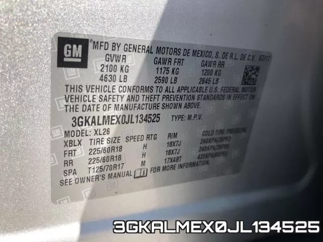 3GKALMEX0JL134525 фото 2