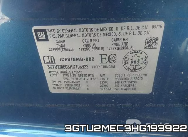 3GTU2MEC3HG193922 фото 10
