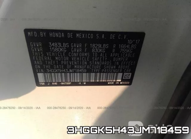 3HGGK5H43JM718459 фото 10
