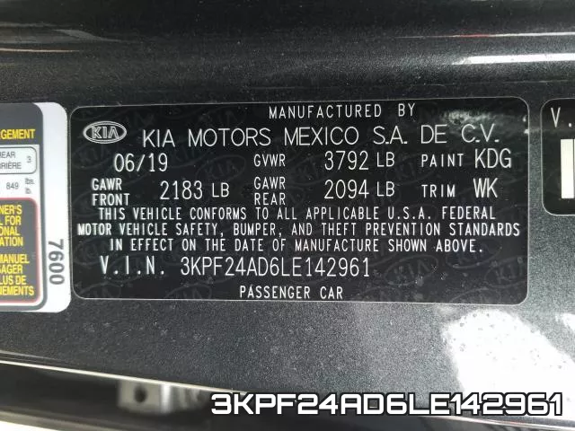 3KPF24AD6LE142961 фото 2