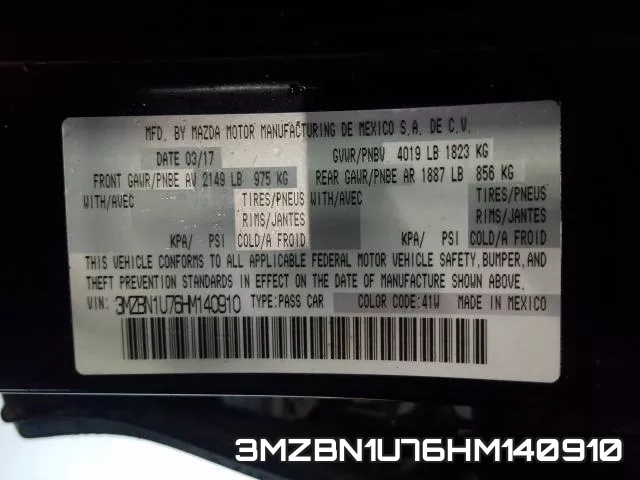 3MZBN1U76HM140910 фото 2