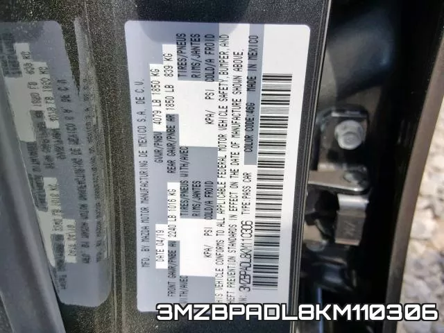 3MZBPADL8KM110306 фото 2