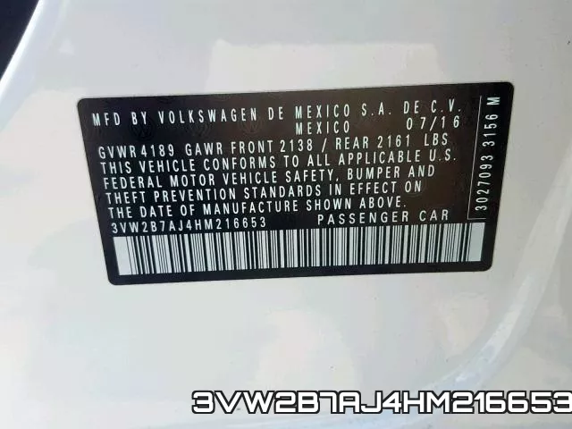 3VW2B7AJ4HM216653 фото 2