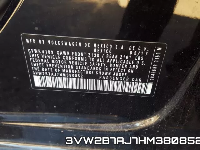 3VW2B7AJ7HM380852 фото 2