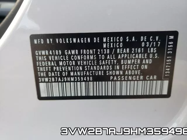 3VW2B7AJ9HM359498 фото 2