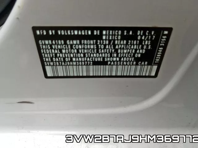 3VW2B7AJ9HM369772 фото 2