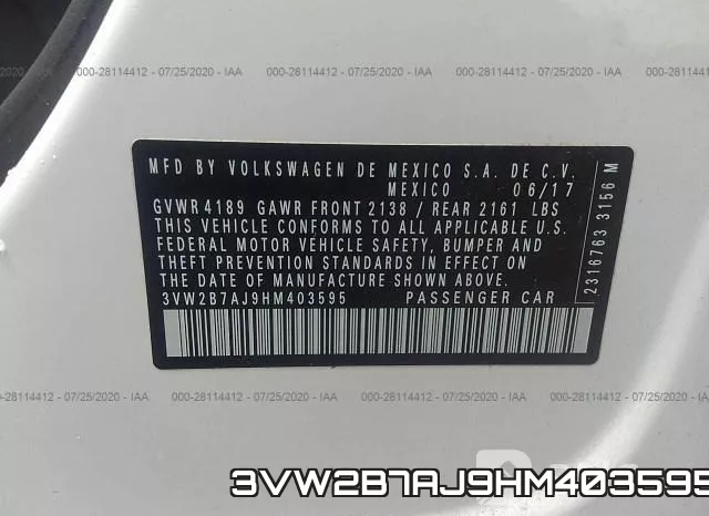 3VW2B7AJ9HM403595 фото 10