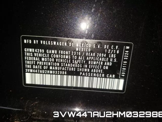 3VW447AU2HM032986 фото 2
