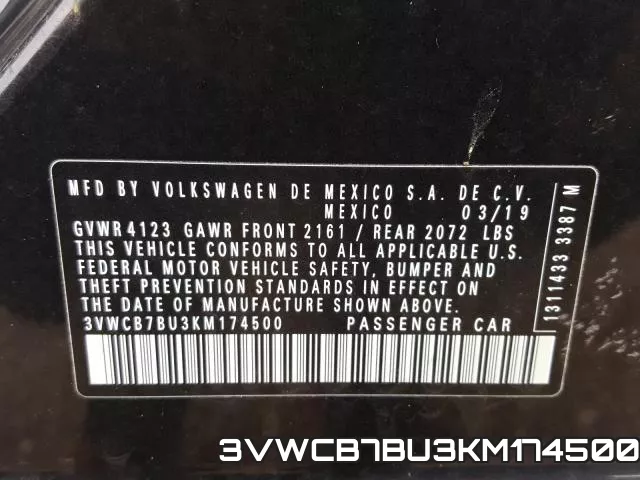 3VWCB7BU3KM174500 фото 2