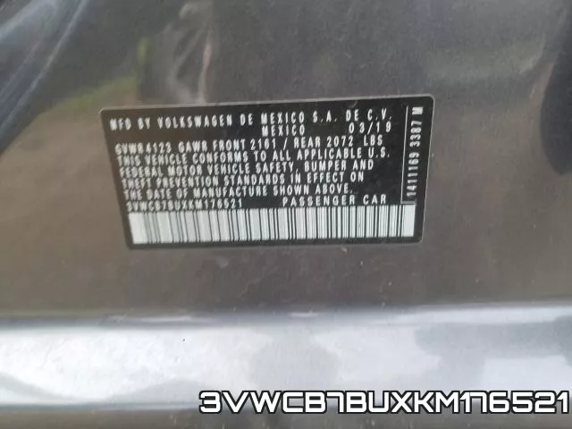 3VWCB7BUXKM176521 фото 2