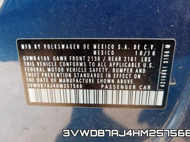 3VWDB7AJ4HM257566 фото 2