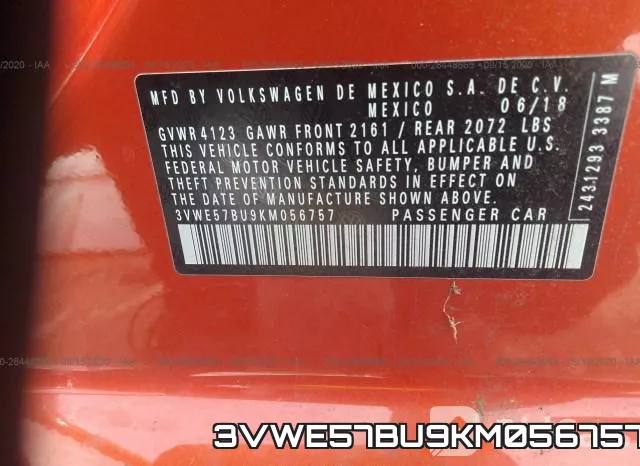 3VWE57BU9KM056757 фото 10
