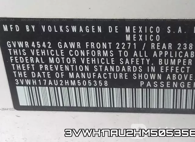 3VWH17AU2HM505358 фото 10