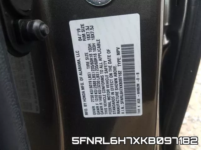 5FNRL6H7XKB097182 фото 2