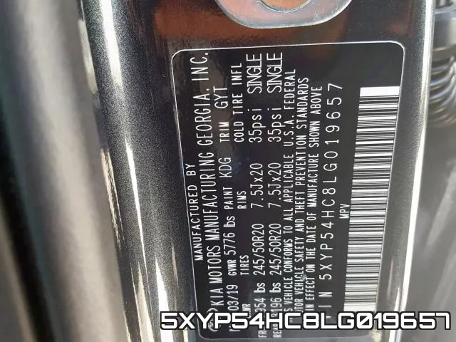 5XYP54HC8LG019657 фото 2