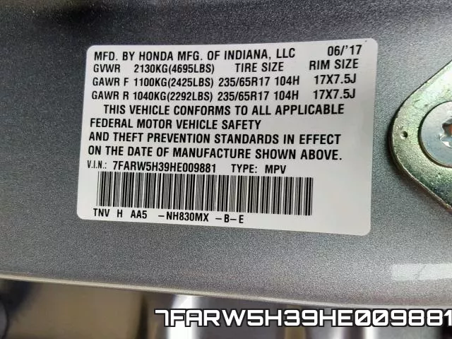 7FARW5H39HE009881 фото 2