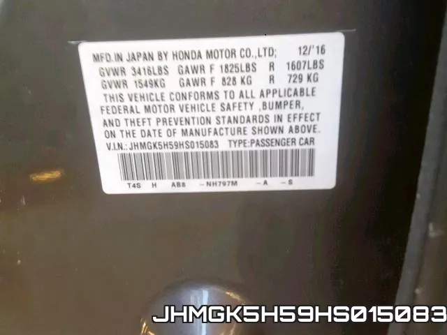 JHMGK5H59HS015083 фото 2