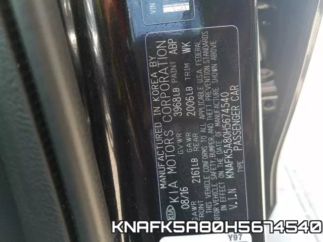 KNAFK5A80H5674540 фото 2