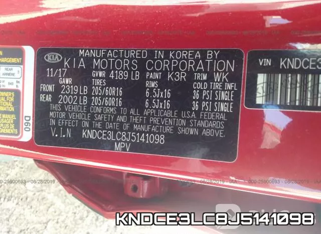 KNDCE3LC8J5141098 фото 10