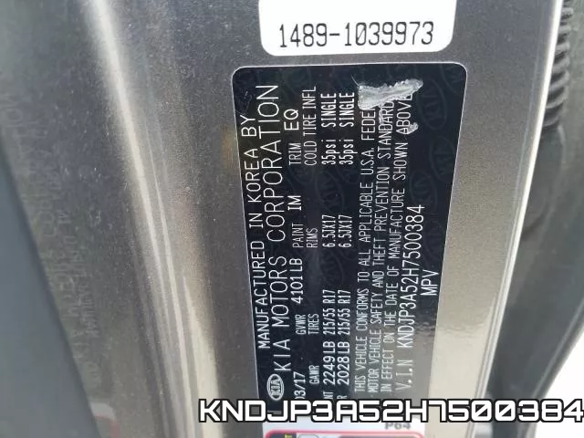 KNDJP3A52H7500384 фото 2