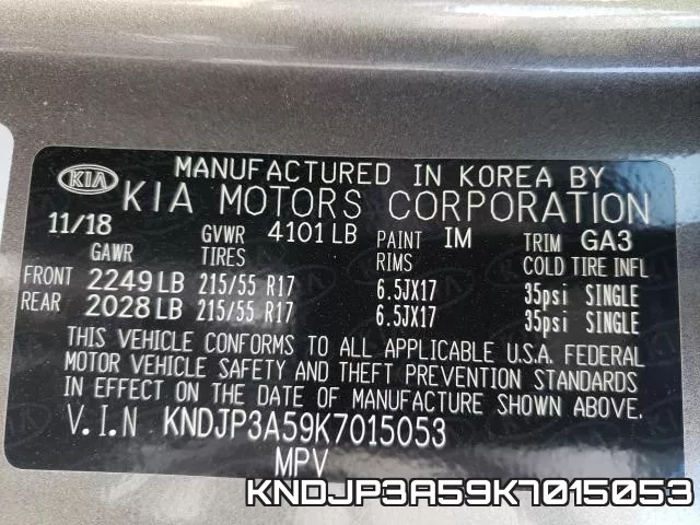 KNDJP3A59K7015053 фото 2