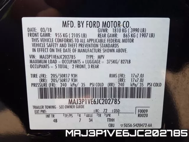 MAJ3P1VE6JC202785 фото 2