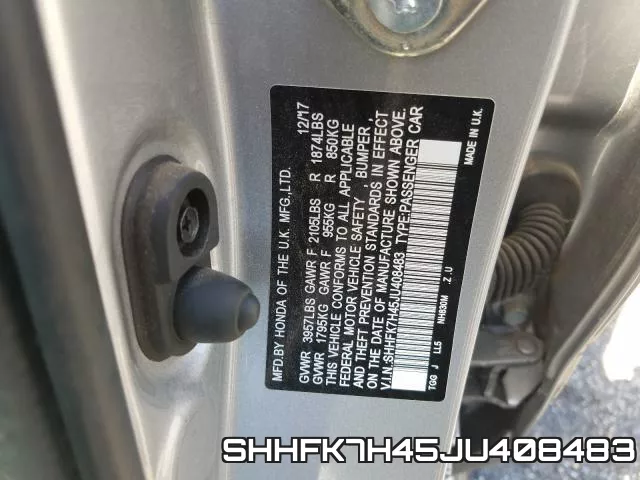 SHHFK7H45JU408483 фото 2