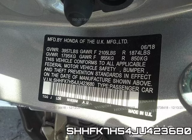 SHHFK7H54JU423680 фото 10