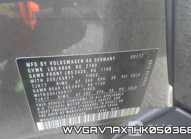WVGAV7AX7HK050366 фото 10