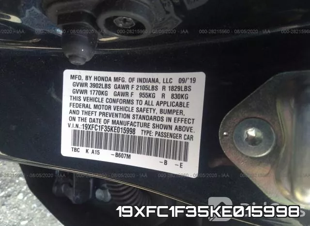 19XFC1F35KE015998 фото 9