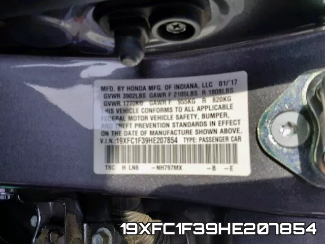 19XFC1F39HE207854 фото 2