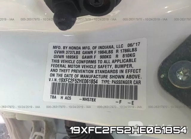 19XFC2F52HE061854 фото 10