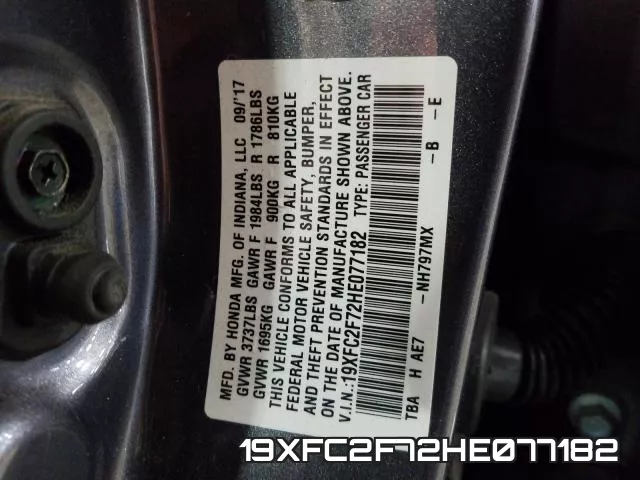 19XFC2F72HE077182 фото 2