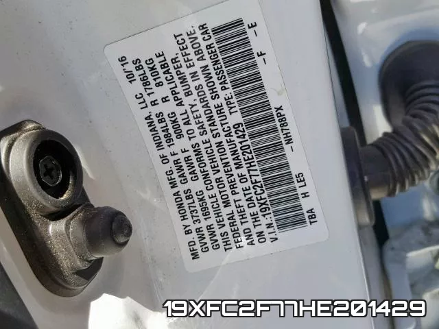 19XFC2F77HE201429 фото 2