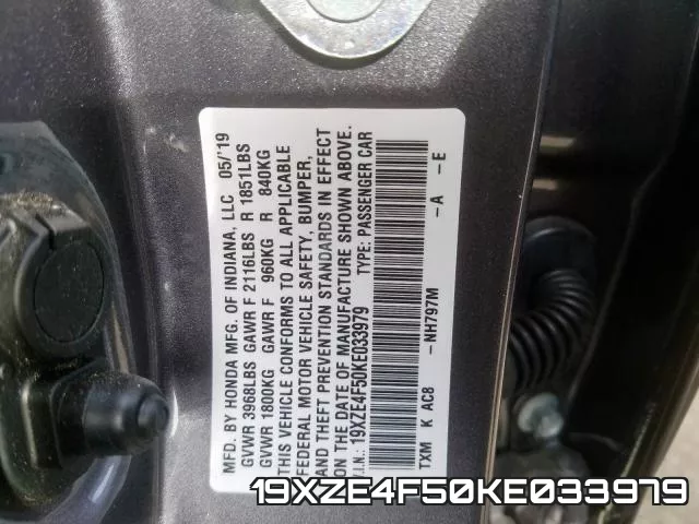 19XZE4F50KE033979 фото 2