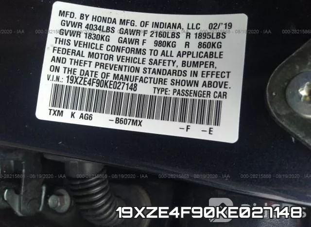 19XZE4F90KE027148 фото 10