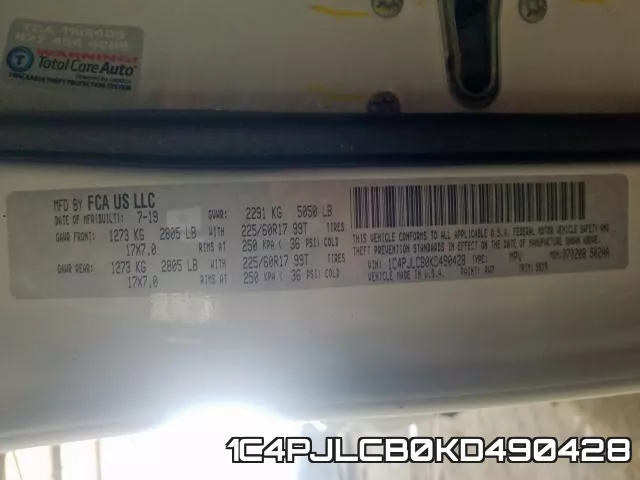 1C4PJLCB0KD490428 фото 2