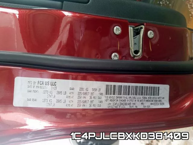 1C4PJLCBXKD381409 фото 2
