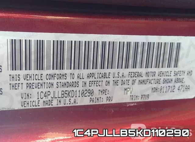 1C4PJLLB5KD110290 фото 10