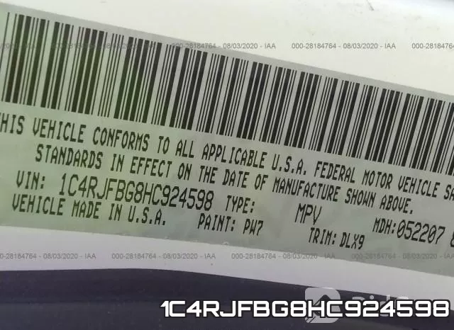 1C4RJFBG8HC924598 фото 10