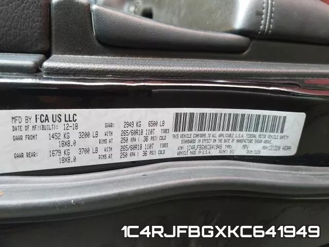 1C4RJFBGXKC641949 фото 2