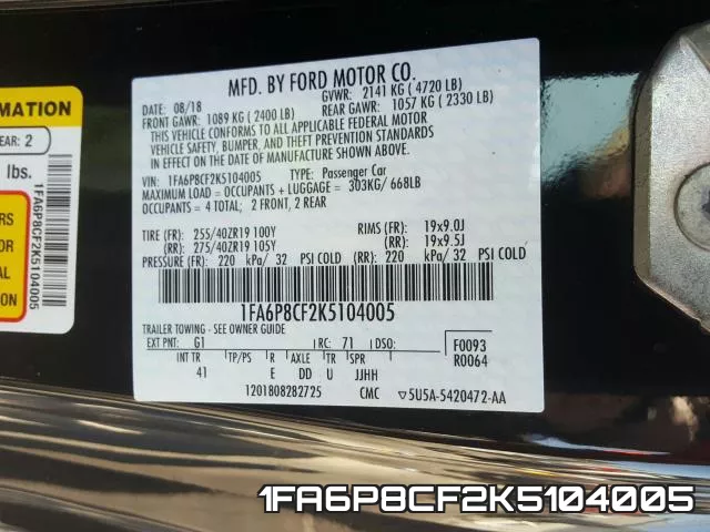 1FA6P8CF2K5104005 фото 2