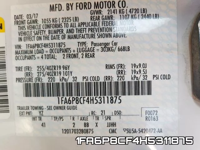 1FA6P8CF4H5311875 фото 2