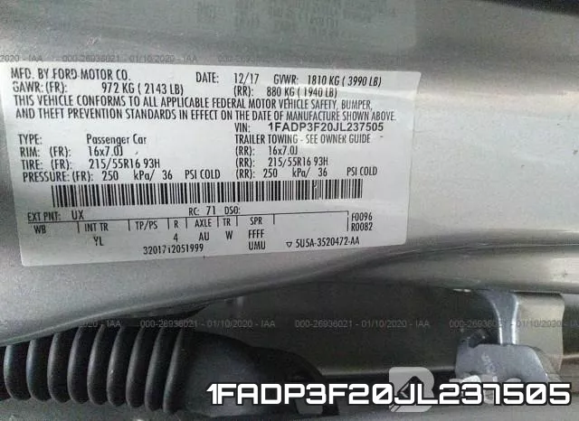 1FADP3F20JL237505 фото 10