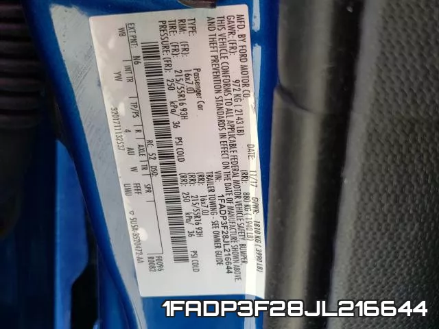 1FADP3F28JL216644 фото 2