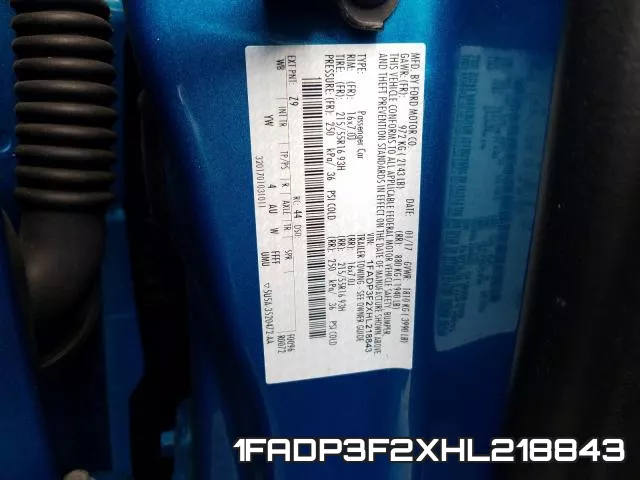 1FADP3F2XHL218843 фото 2