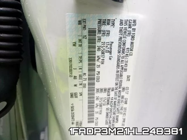 1FADP3M21HL248381 фото 2