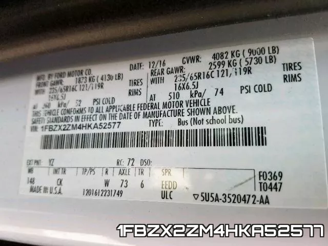 1FBZX2ZM4HKA52577 фото 2