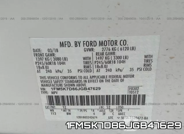 1FM5K7D86JGB47629 фото 10